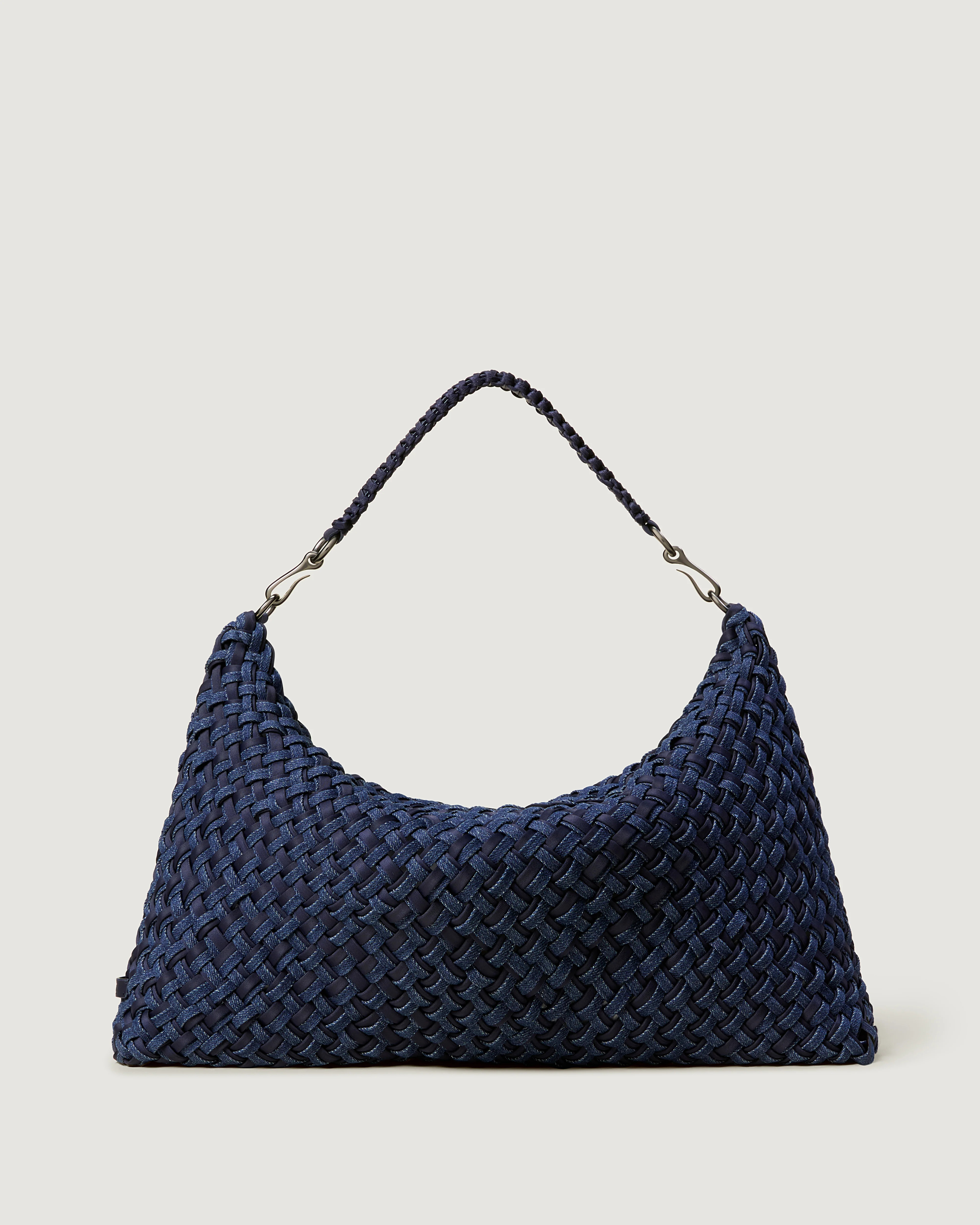 Porto Medium Half-Moon Bag Double Weave Denim | Indigo | Naghedi
