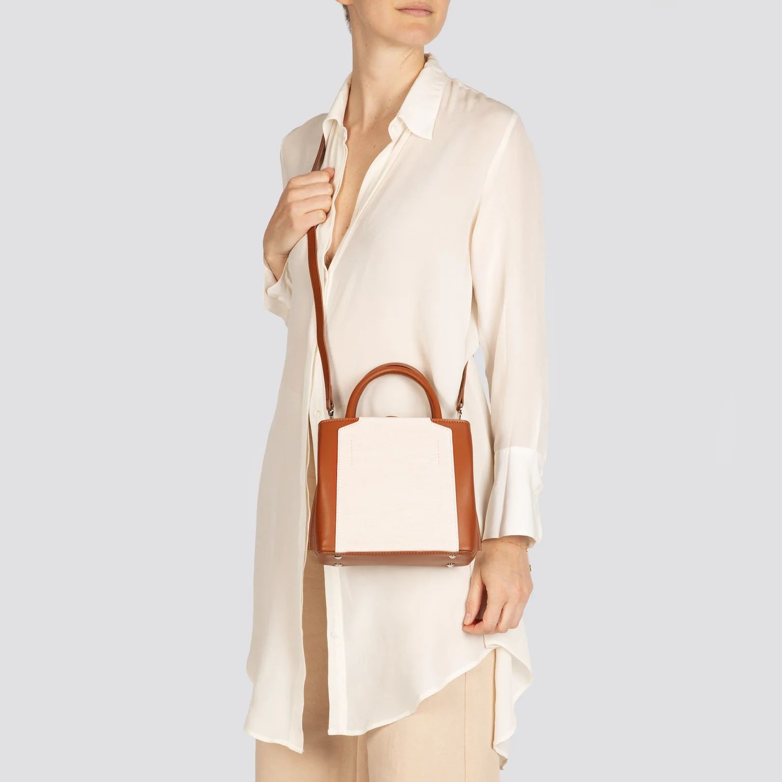 Tan &amp; Cream Mini Handbag | The Nina | Verishop