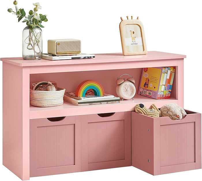 VASAGLE Toy Storage Unit, Children's Shelf, Wardrobe, Chest of Drawers with 3 Storage Wheels, for... | Amazon (UK)