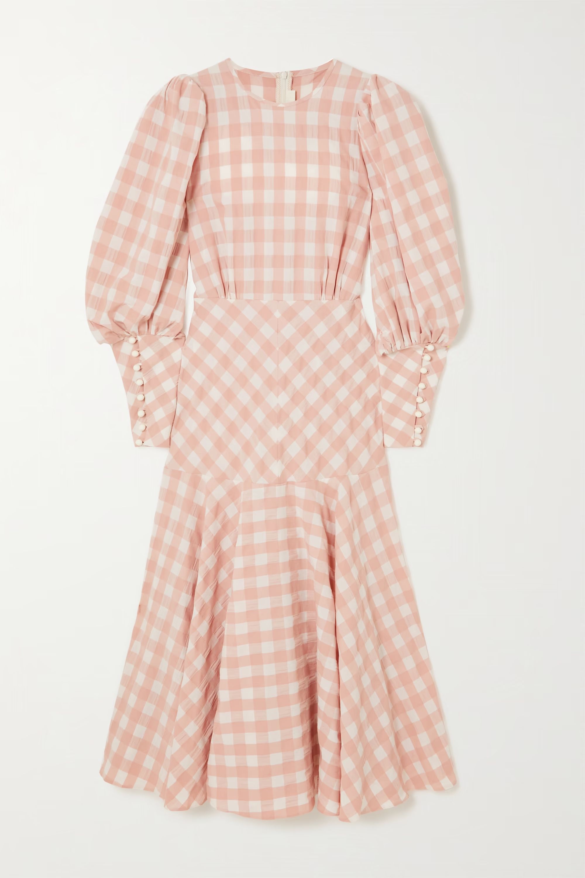Blush Eliza gathered silk-corduroy midi dress | ANNA MASON | NET-A-PORTER | NET-A-PORTER (US)