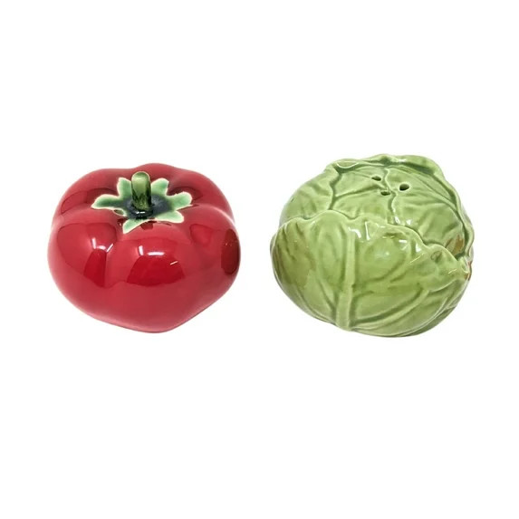 Tomato and Cabbage Salt and Pepper Shaker Set – Ceramic Vegetable Design for Rustic Farmhouse K... | Walmart (US)