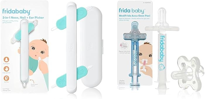 Frida Baby 3-in-1 Nose, Nail + Ear Picker + Frida Baby Medicine Pacifier, Medicine Syringe & Accu... | Amazon (US)