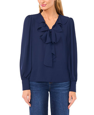 Women's Ruffle Tie V-Neck Top | Macy's