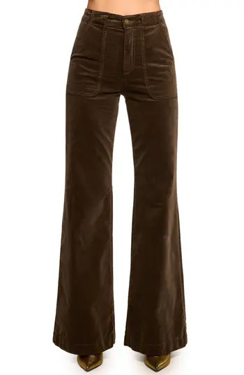 Ramy Brook Theodora Stretch Cotton Velvet Wide Leg Pants in Desert Brown Velveteen Denim at Nordstrom Rack, Size 29 | Nordstrom Rack