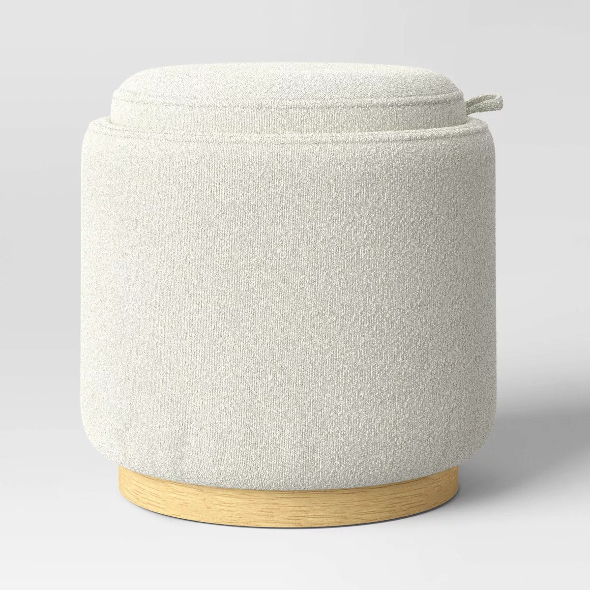 Round Upholstered Storage Ottoman Cream Boucle - Room Essentials™ | Target