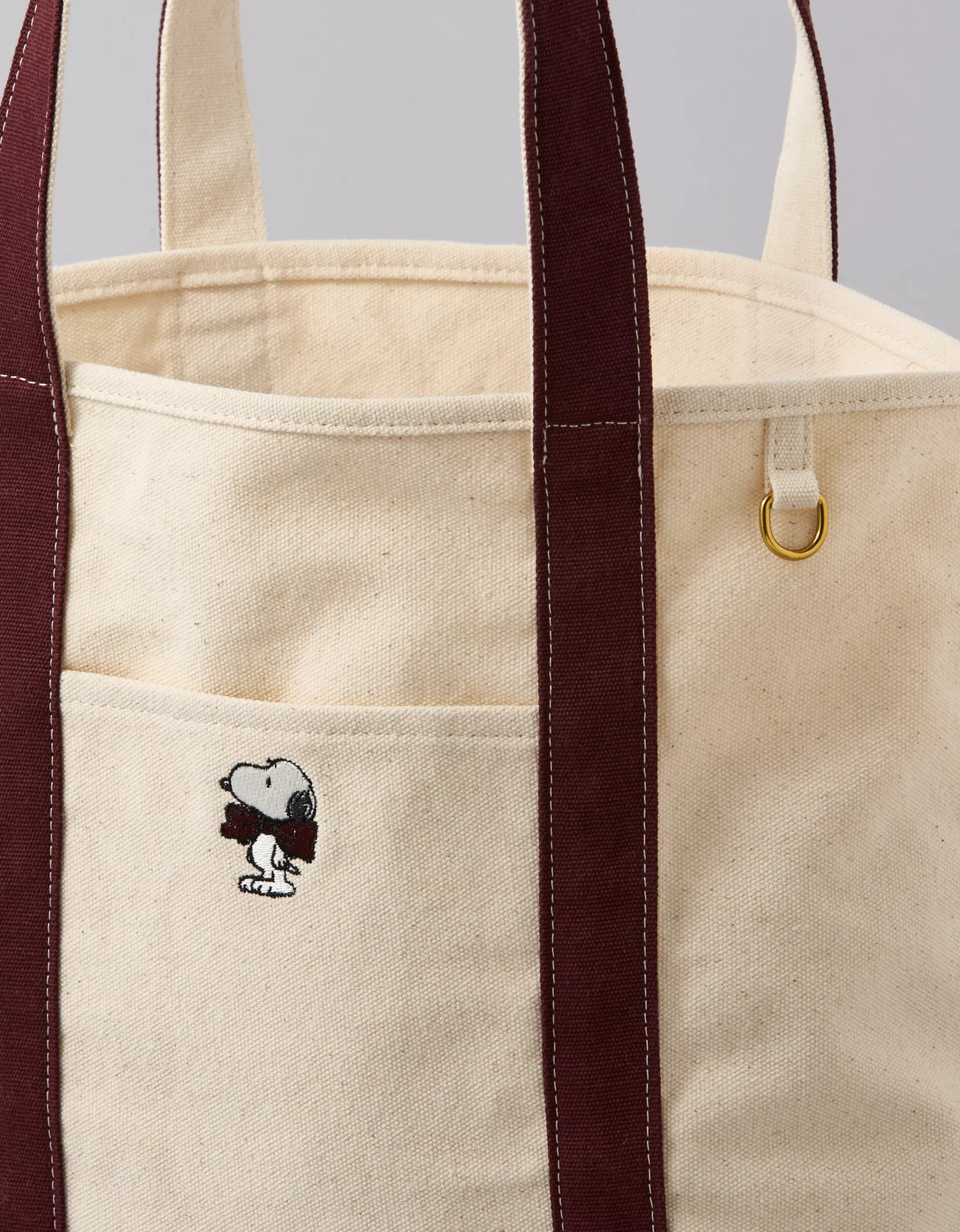 AE Cotton Canvas Snoopy Bow Tote Bag | American Eagle Outfitters (US & CA)