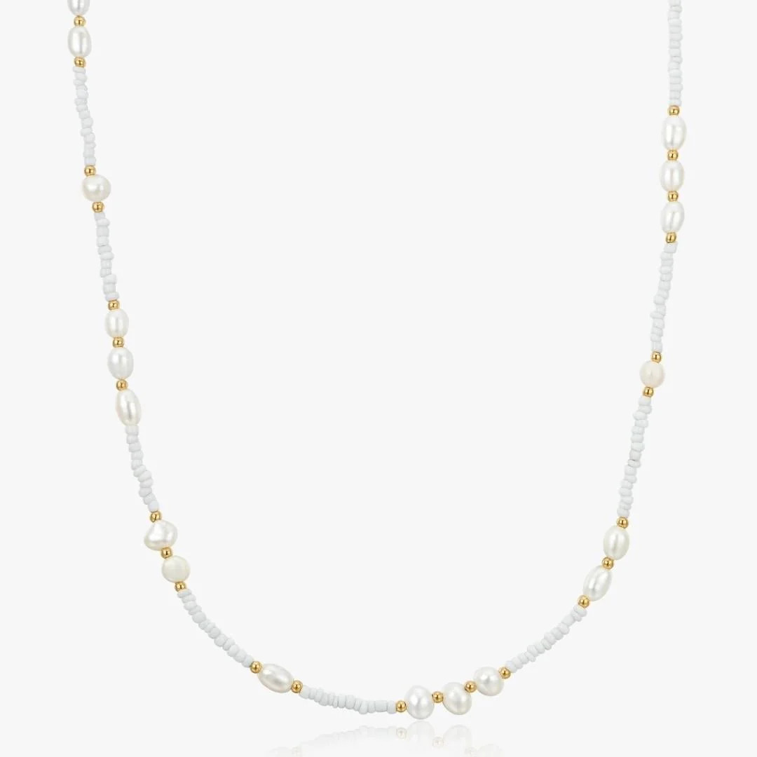 White Beads + Pearls Necklace | Flaire & Co.