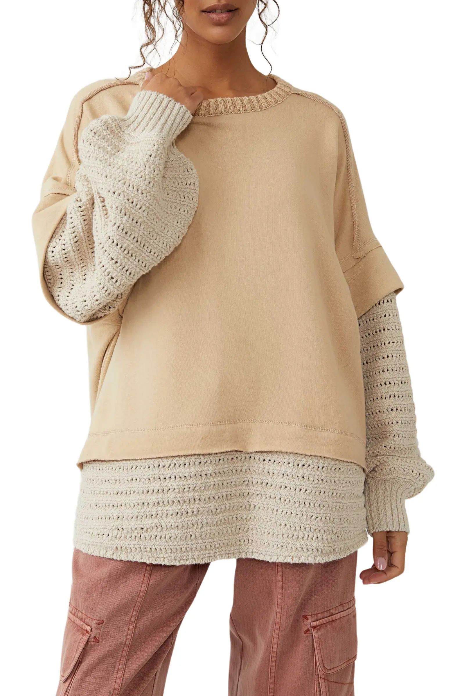 Holly Oversize Mixed Media Sweater | Nordstrom Rack