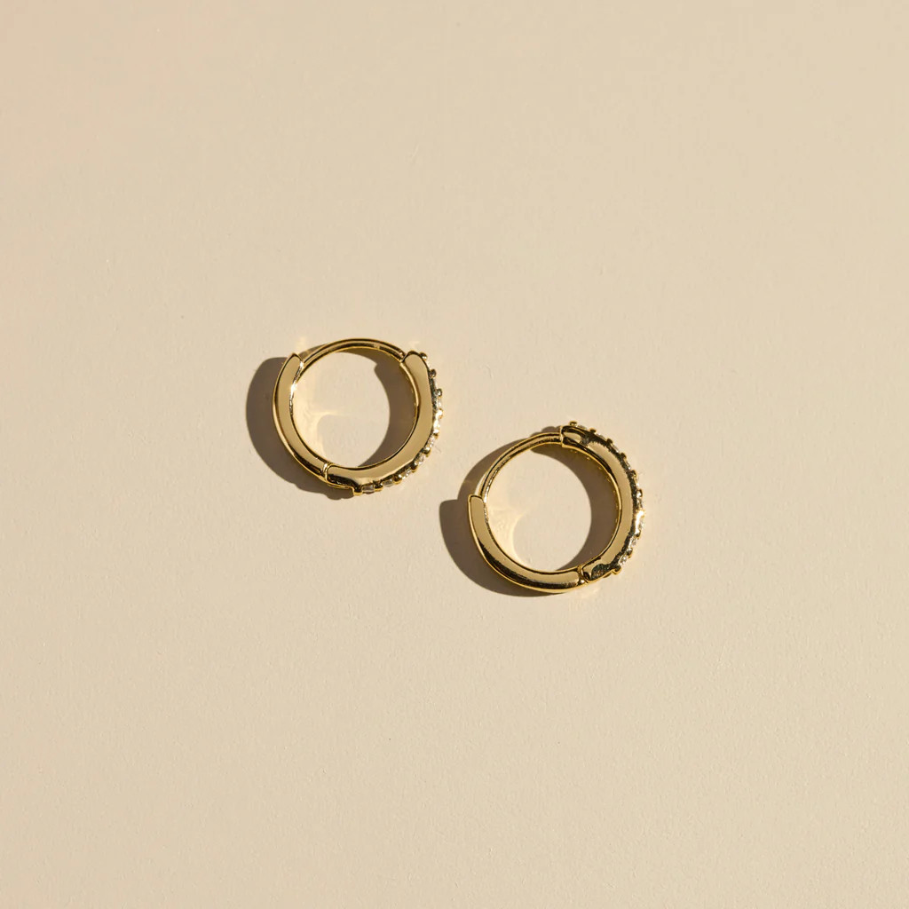 Gold Pavé Huggies | Nickel and Suede