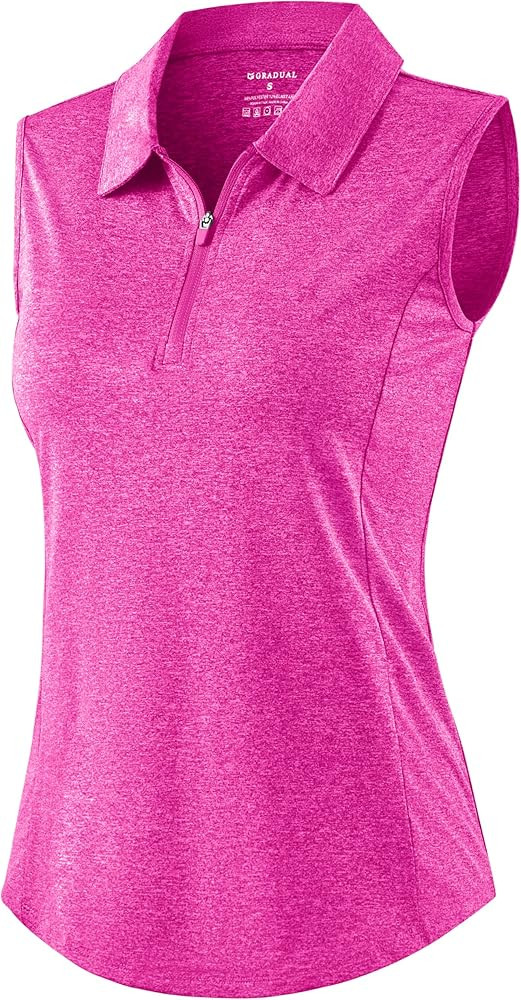 G Gradual Women's Golf Shirts Lightweight 1/4 Zip Collared Tank Top | Amazon (US)