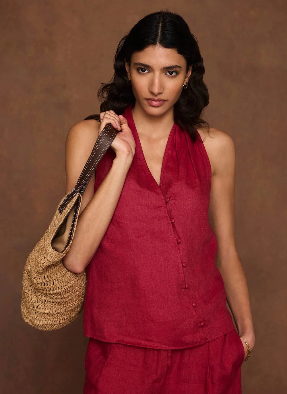 Red Linen Halter Top | Mint Velvet