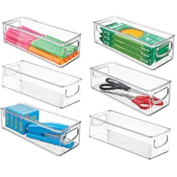iDesign Linus BPA-Free Plastic Stackable Organizer Storage Bin with Handles for Kitchen, Pantry, Bat | Amazon (US)