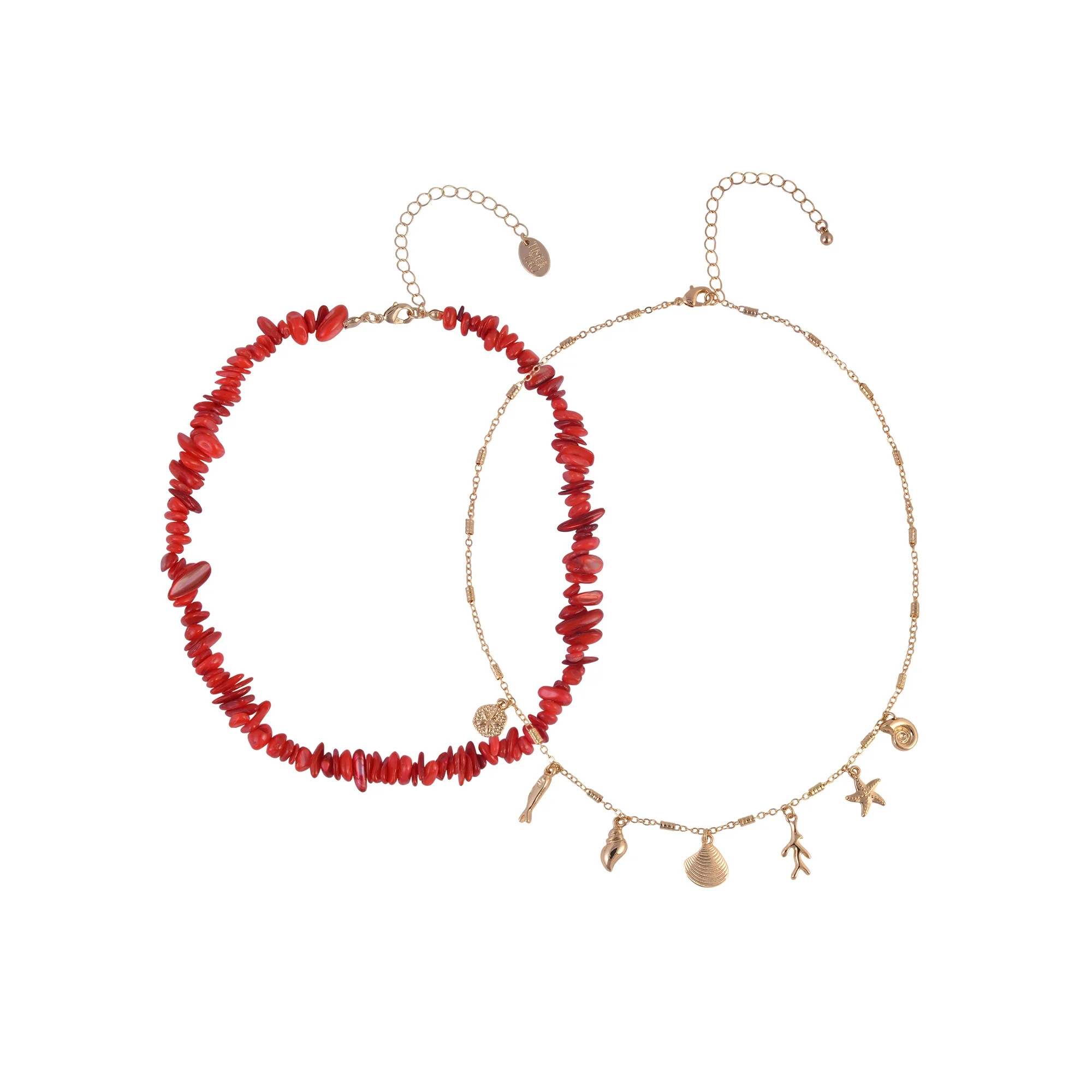 Time and Tru Goldtone Shells and Sealife Charms Layered Necklace | Walmart (US)