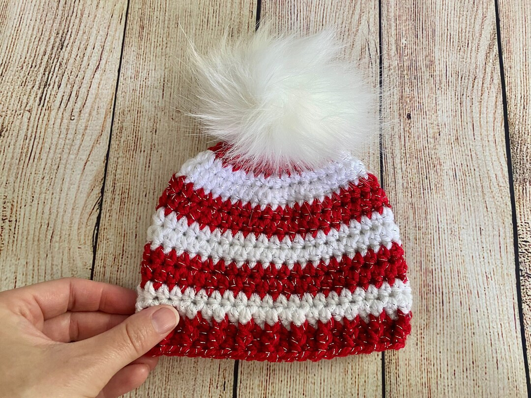 8 Colors Christmas Baby Hat Fluffy White Faux Fur Pom Pom Holiday Beanie for Hospital Outfit Cand... | Etsy (US)