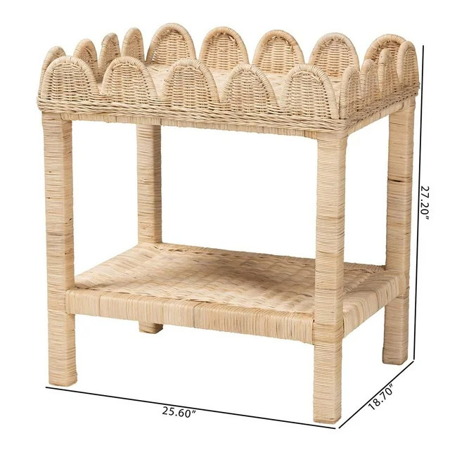 bali & pari Sumana Bohemian Scallop Natural Rattan and Mahogany Side Table - Walmart.com | Walmart (US)