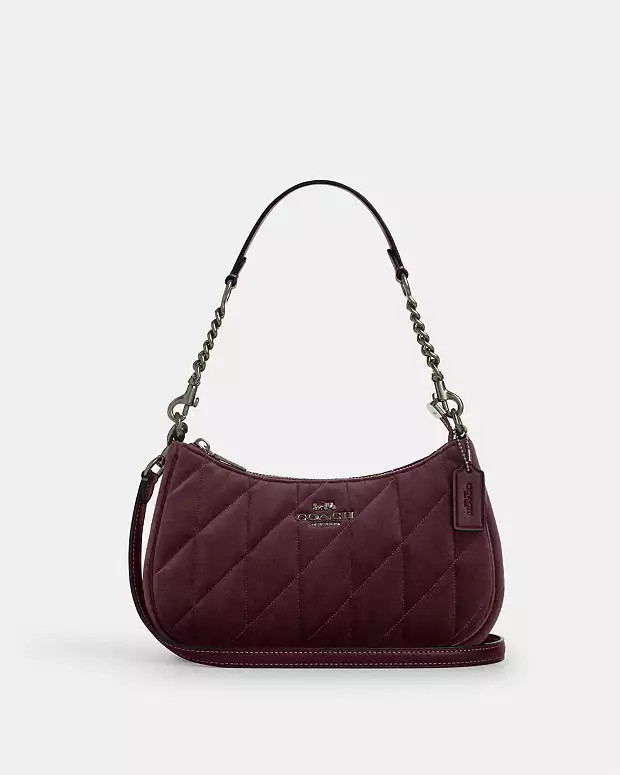 Teri Shoulder Bag In Organic Cotton With QuiltingRating4.7$219Color: Gunmetal/Burgundy | Coach Outlet US