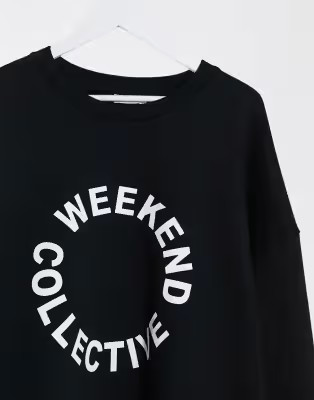 ASOS Weekend Collective Curve oversized set with logo in black | ASOS (Global)