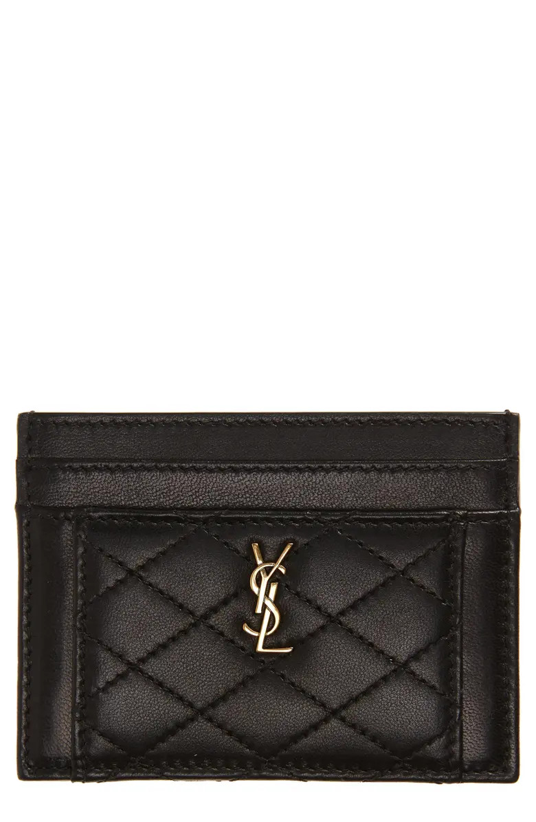 Saint Laurent Gaby Quilted Leather Card Case | Nordstrom | Nordstrom