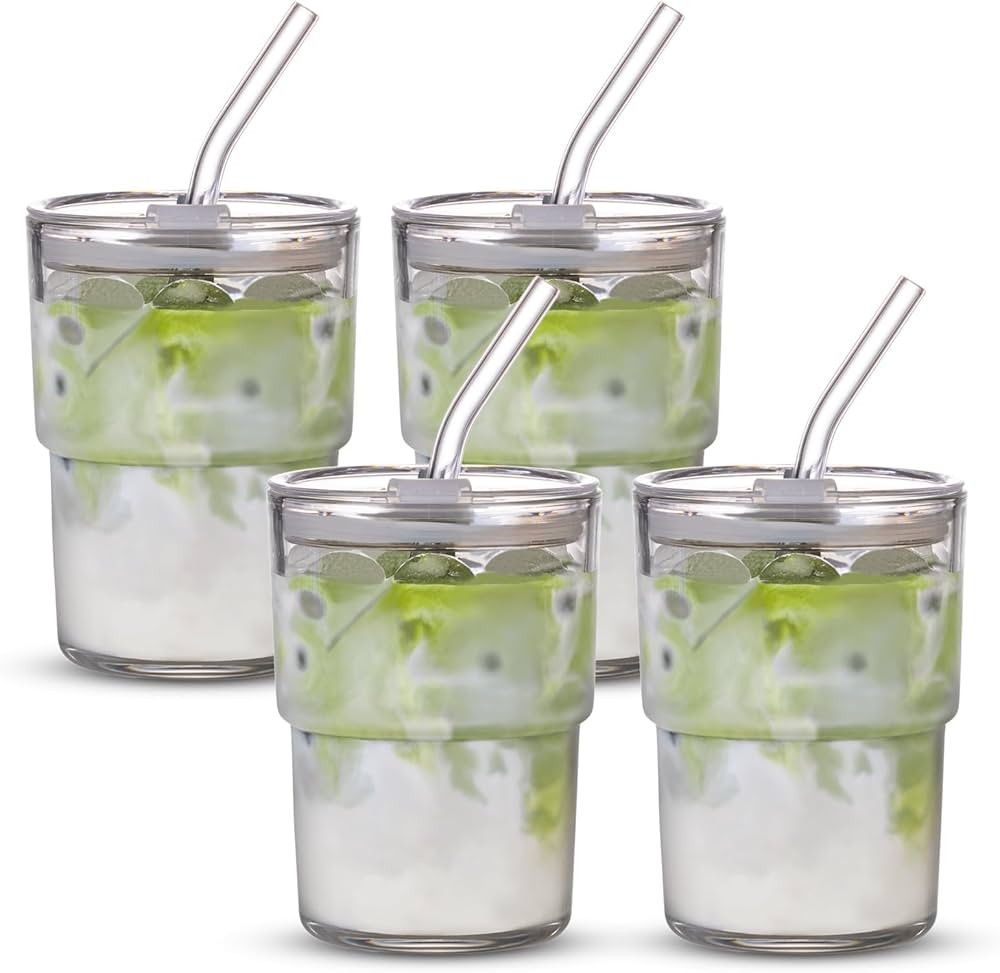 BLUEPOLAR 13 oz Tumbler Water Glass, Water Bottle with Straw and Dustproof Lid, Coffee Ice Cup Do... | Amazon (US)