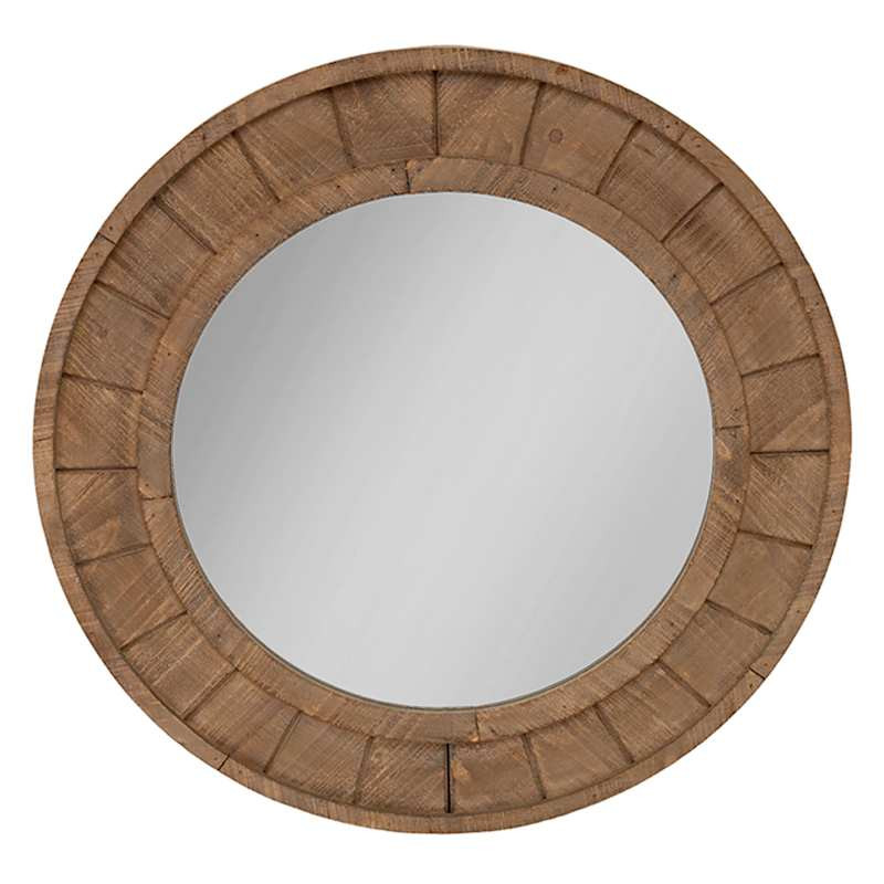 Natural Wood Round Wall Mirror, 28" | At Home