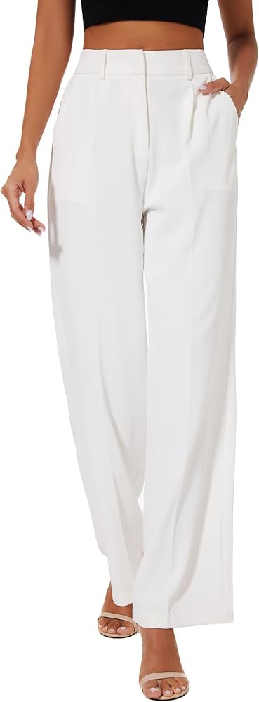 FUNYYZO Women Suit Pants Wide Leg Pants High Elastic Waisted in The Back Business Work Trousers L... | Amazon (US)