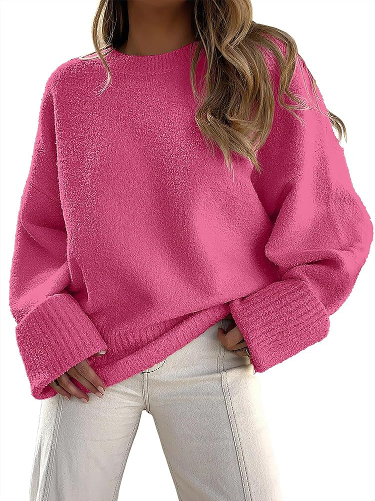 ANRABESS Women's Oversized Sweaters 2025 Long Sleeve Fuzzy Knit Casual Chunky Pullover Sweater Fa... | Amazon (US)