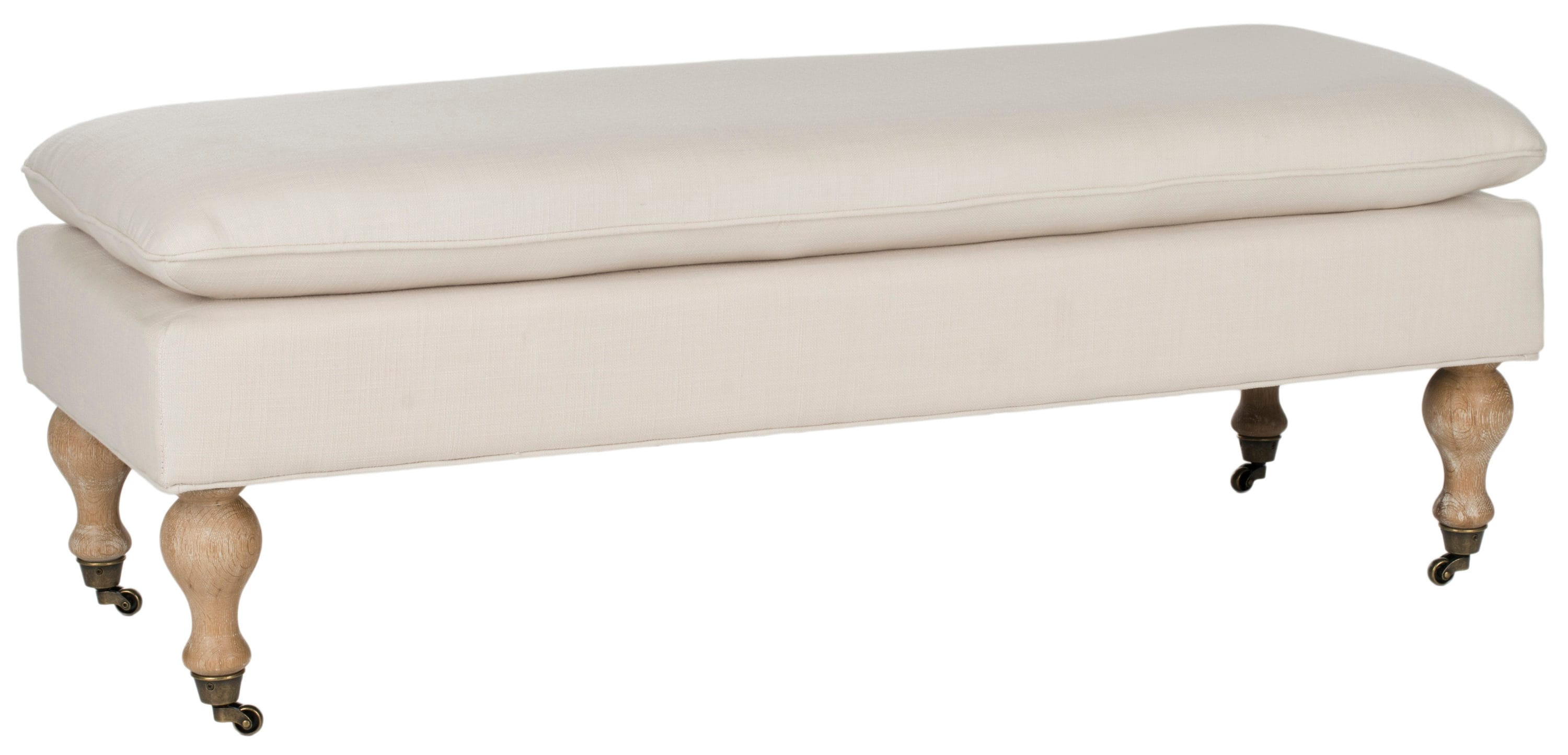 Safavieh Hampton Modern Creme Accent Bench 48-in x 18.1-in in White | HUD8239L | Lowe's