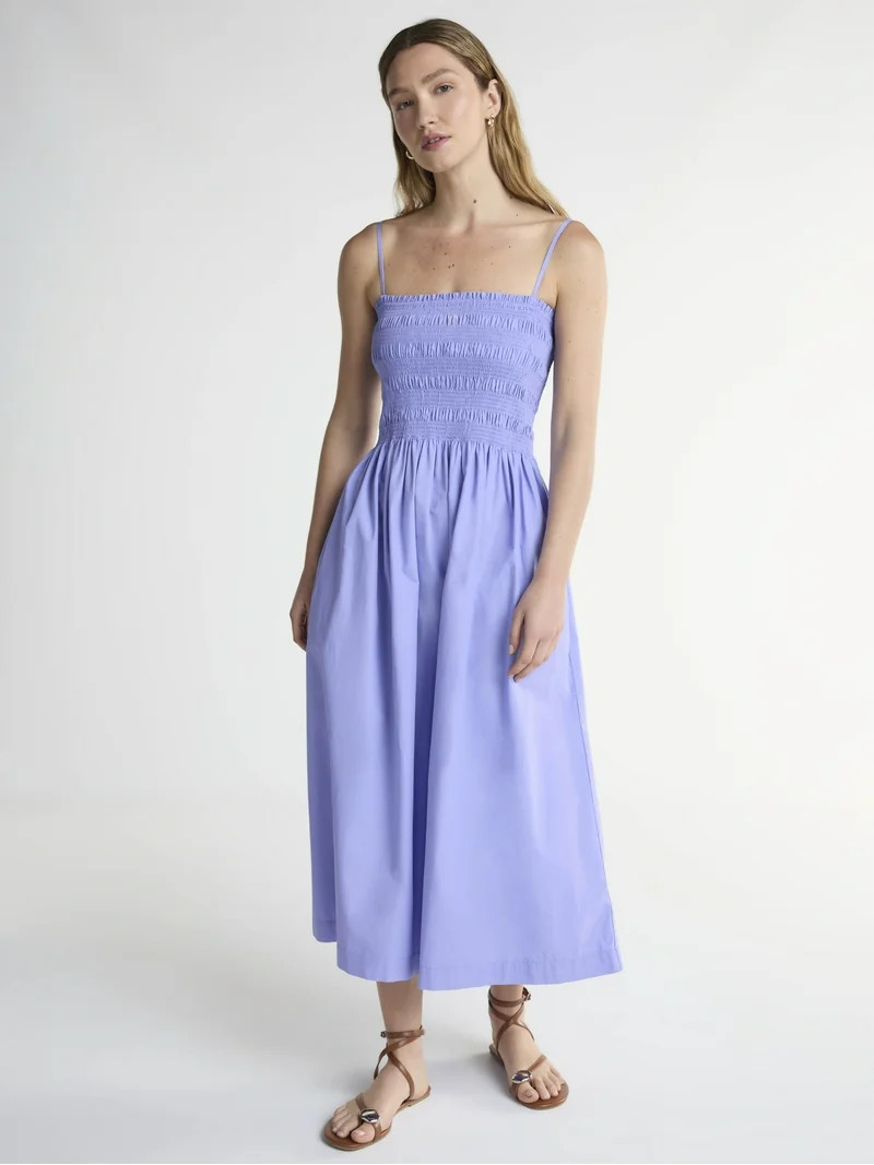 Scoop Women’s and Women’s Plus Smocked Cotton Maxi Dress, Sizes XS-4X | Walmart (US)