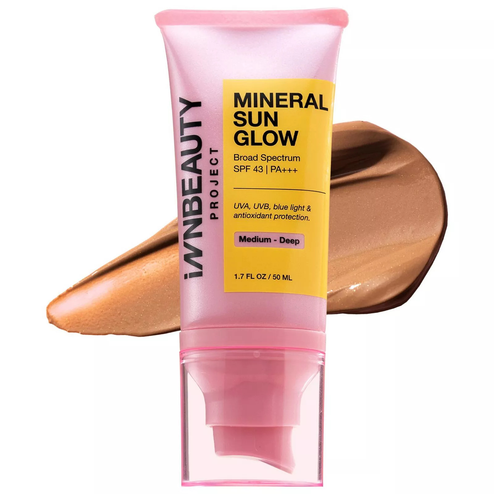 iNNBEAUTY PROJECT Mineral Sun Glow Broad Spectrum Sunscreen SPF 43 PA +++ with Peptides and Vitamin C, Size: 1.7 Oz, Medium Deep | Kohl's