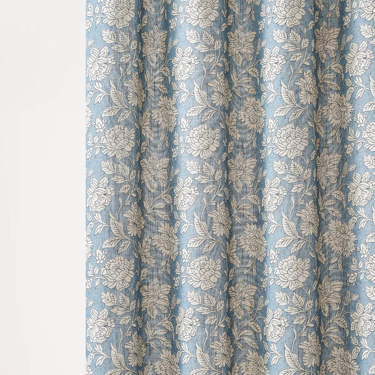 Zara Floral Block Linen Textured Shower Curtain Blue Single 72x72 | Target