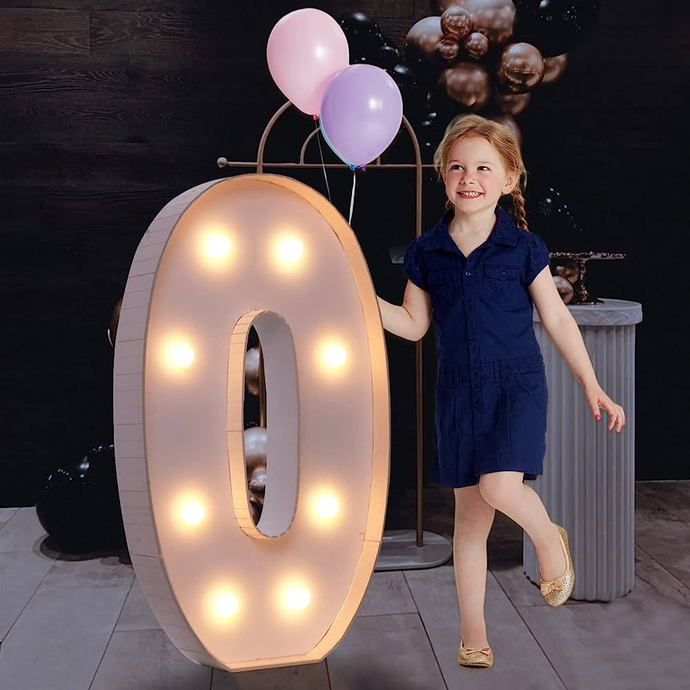 3FT Marquee Light Up Numbers, Mosaic Numbers for Balloons, Number 0 Balloon Frame, Marquee Light ... | Amazon (US)