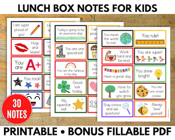 Lunch Box Notes for Kids, Lunchbox Notes, Lunchbox Note Templates, Positive Affirmations for Kids | Etsy (US)