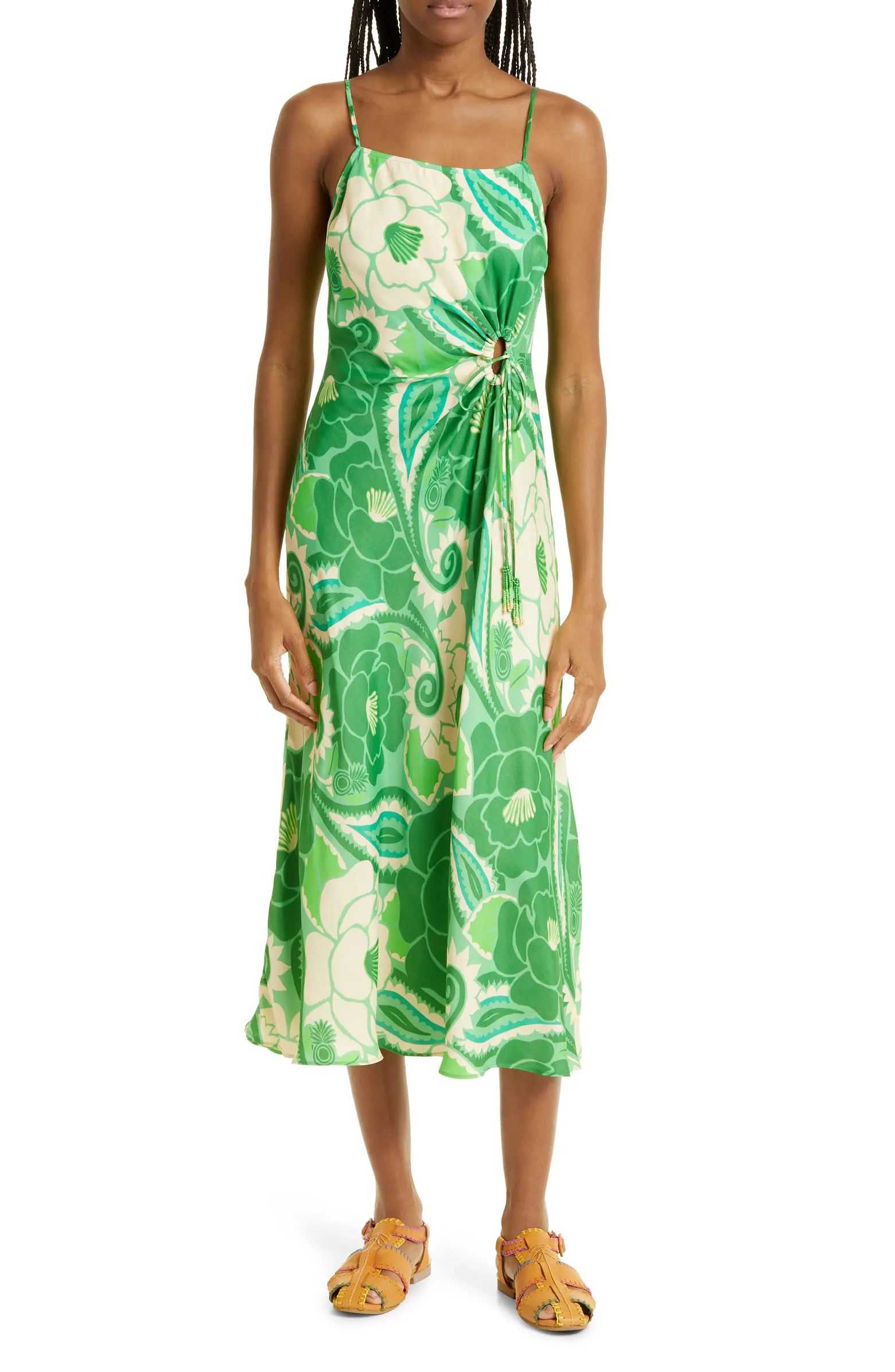 Tropical Groved Cinched Tie Midi Dress | Nordstrom