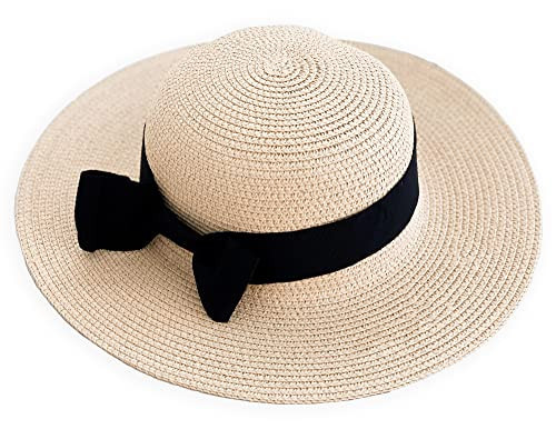 ModParty Girls Beach Hat | Straw Sun Hat with Black Ribbon Bow | Little Girls Summer Hat | Flower Girl Gift Idea | Birthday & Holiday Present | Tropical Beach & Pool Accessory for Kids | Amazon (US)