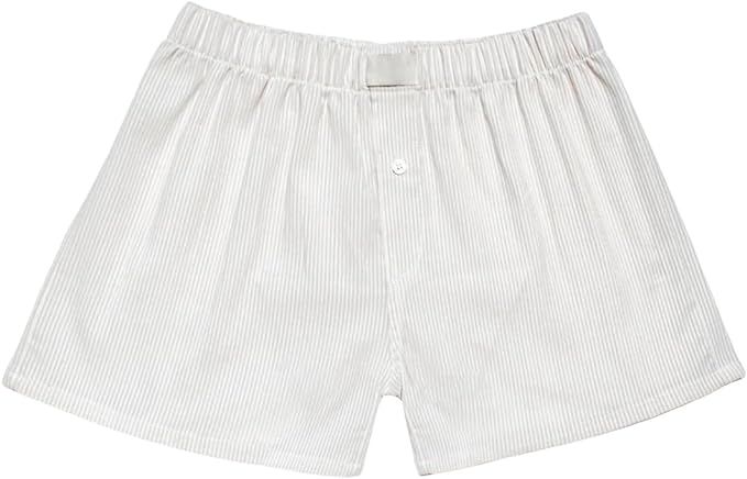 Y2k Plaid Shorts Cute Baggy Ginghem Boxer Shorts for Women Checked Lounge Pajama Bottom Preppy Sl... | Amazon (US)