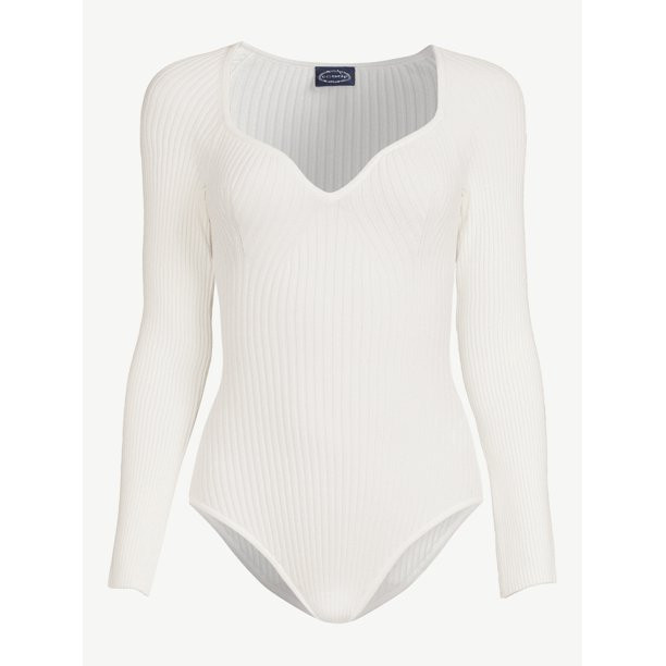Scoop Women's Ribbed Bodysuit with Long Sleeves - Walmart.com | Walmart (US)