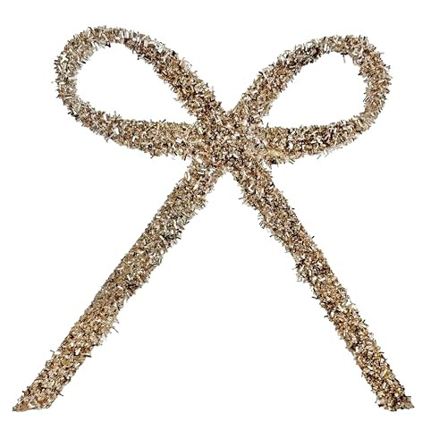 Glitter Bow with Clip Champagne 9 Inch, Decorative Holiday Ornament with Sparkling Glittered Desi... | Amazon (US)