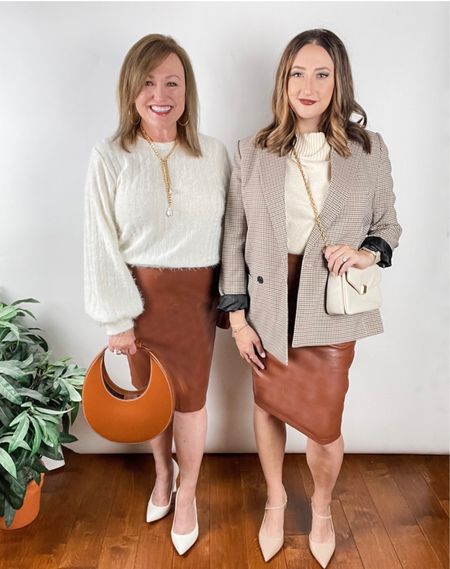 For this edition of “How to Wear it At Any Age”, we’re both styling these faux leather skirt from Amazon! We both liked this fall/neutrals look, but you could easily add some metallics to create a holiday look!

#LTKSeasonal #LTKstyletip #LTKHoliday