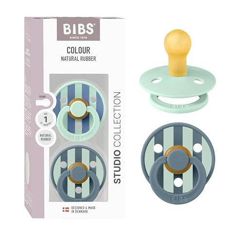 BIBS Pacifiers - Colour Studio 2 Pack | Round Nipple Baby Pacifier | BPA Free Natural Rubber Latex Soother | Made in Denmark | Size 0+ Months | Block Nordic Mint Petrol | Amazon (US)
