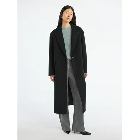 Scoop Women's and Women's Plus Oversized Faux Wool Coat, Heavyweight, Sizes XS-4X | Walmart (US)