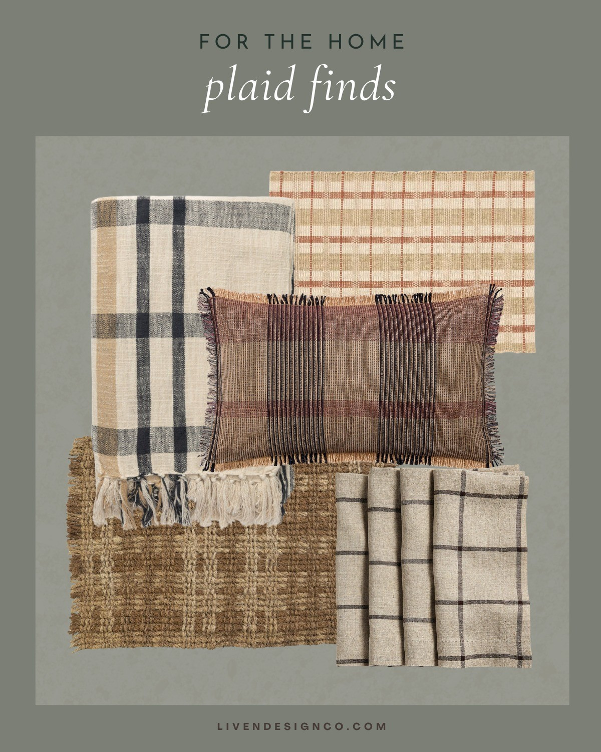 Plaid decor. Home decor. Plaid napkins. Plaid rug. Throw pillows. Throw blanket 

#LTKSeasonal #LTKHome #LTKSaleAlert