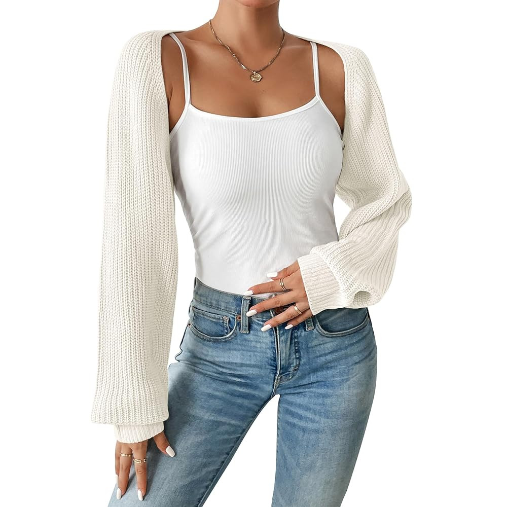 Durio Bolero Shrugs for Women Y2K Long Sleeve Cropped Sweater Cardigan Open Front Womens Fall Fas... | Amazon (US)