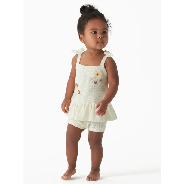 Modern Moments by Gerber Baby Girl Embroidered Pointelle Romper, Sizes 0/3M-24M | Walmart (US)