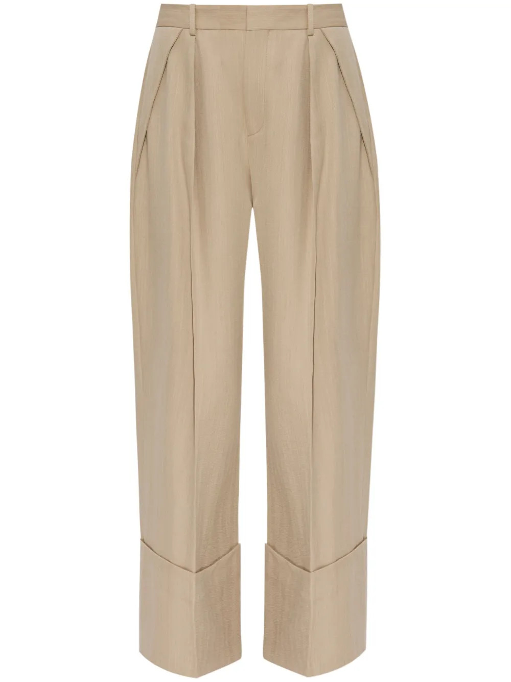 Victoria Beckham Maxi turn-up Pants Trousers  | Neutrals | FARFETCH RS | Farfetch Global