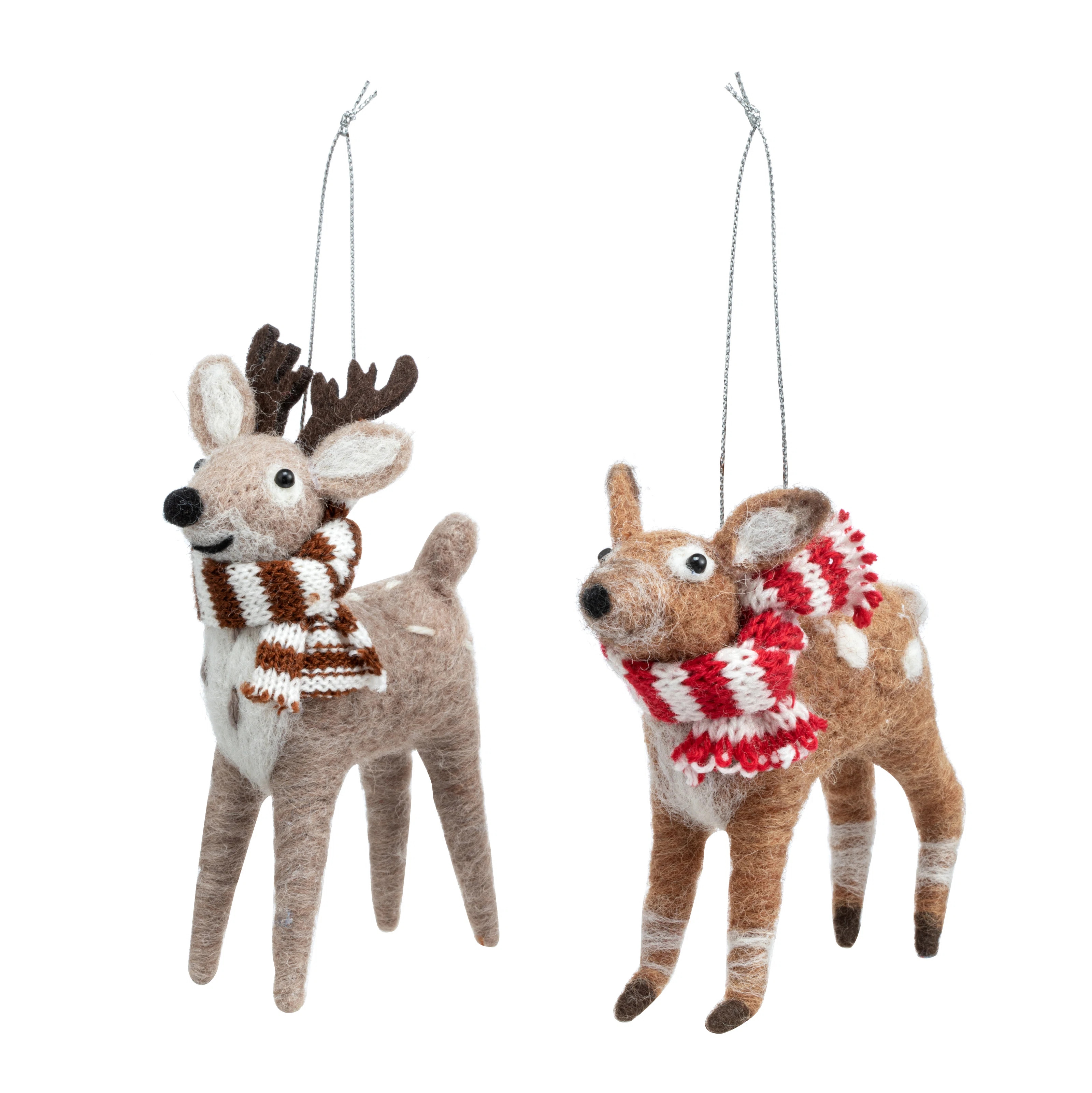 Deer Felt Ornaments 2 Assorted - 3X4.5In | Wayfair North America