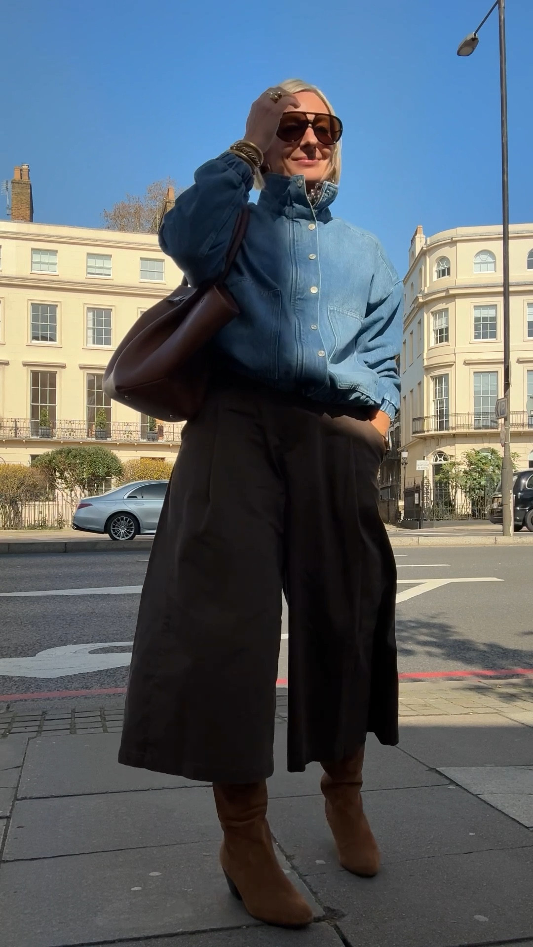 Funnel neck denim jacket (size M) +
Culottes (size M)

#LTKootd #LTKspring #LTKOver40