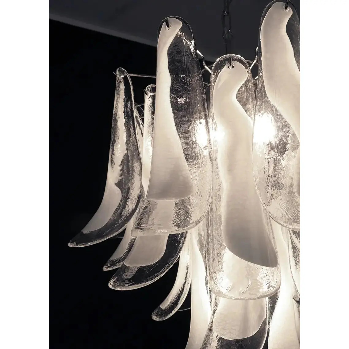 Italian Murano Chandelier – 26 Glass Petals Swallow | Chairish