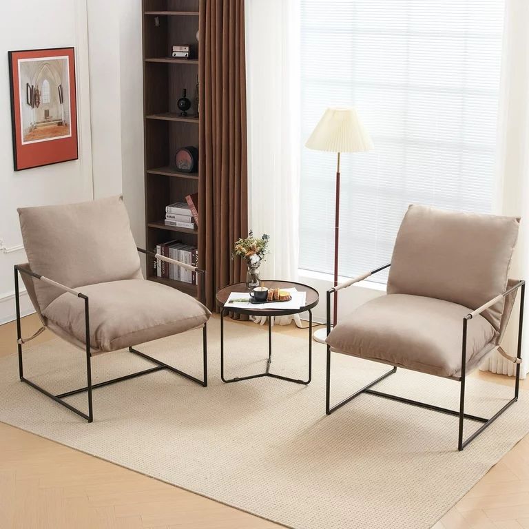 AUSTUFF Living Room Chairs Sling Accent Chair Set of 2, Khaki | Walmart (US)