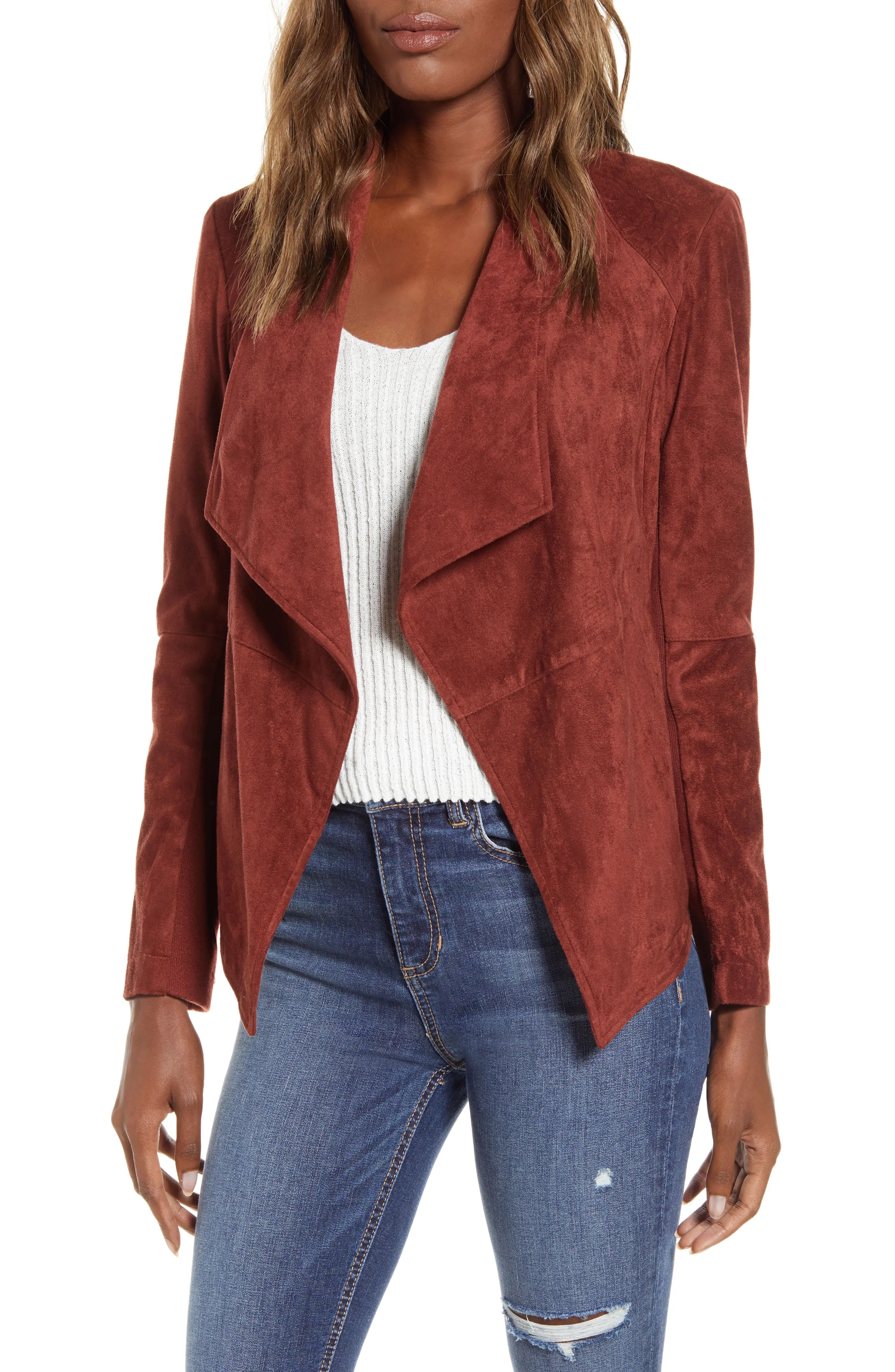 Wade Drape Front Faux Suede Jacket | Nordstrom