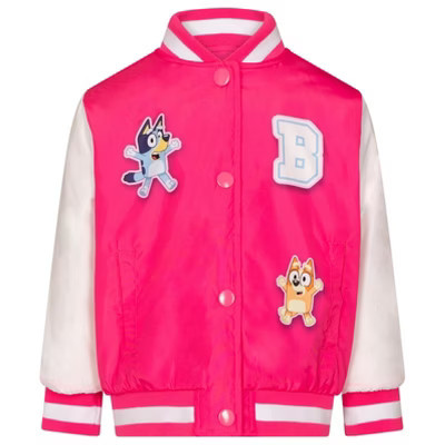 Bluey Little Girls Varsity Bomber Jacket Pink 5 | Target